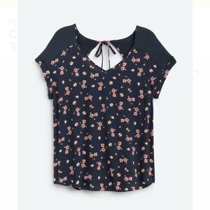 FORTUNE + IVY Cheylee Tie Back Mixed Material Top